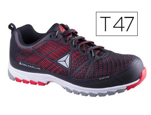 Sapatos de seguranca deltaplus de poliuretano e malha s1p preto e vermelho tamanho 47 , Faru , 150076 , 3295249209391